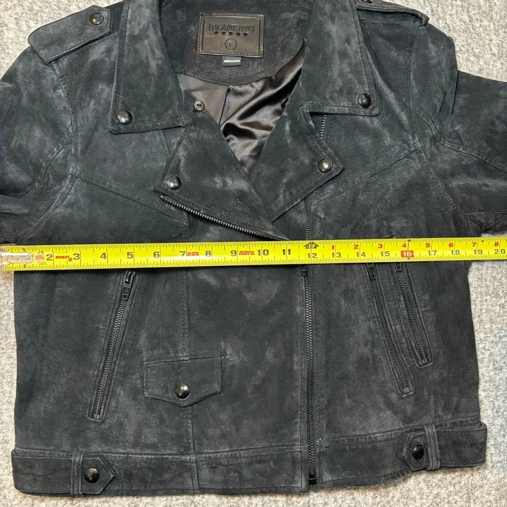Blank NYC Women’s Suede Moto Jacket Asymmetrical Zip Soft Black Onyx Size L - Picture 10 of 14